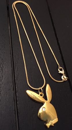 20” 18K Gold Plated Necklace with Playboy Bunny (Swarovski Glass Crystal Eye)