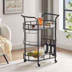 2-Tier Storage Shelf for Small Space, Kitchen, Living Room, Dining Room (Black)