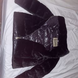 Herno Black Jacket Faux Fur Lining Double Zip Puffer Style Luxury Coat Women’s