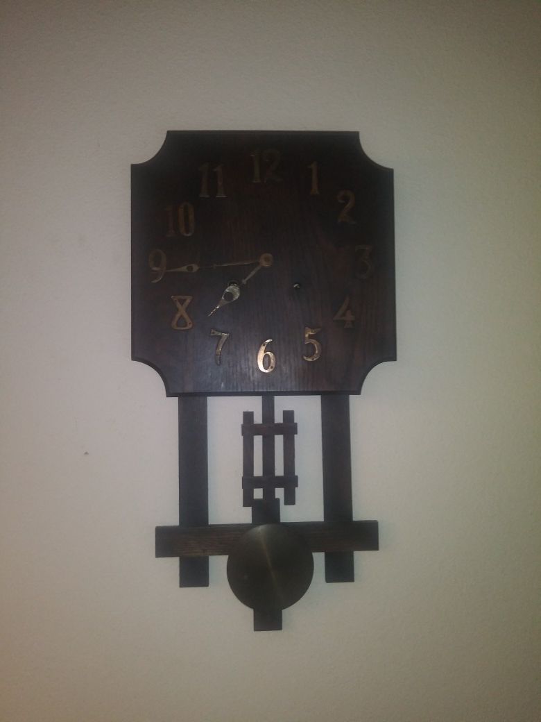 Antique mission oak chime clock