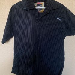 Billabong Medium Black W/ Vertical Stripes Button Down 