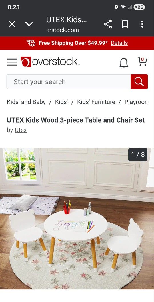 Kids Wood Table with 2 Chairs