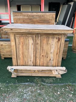 Rustic Wood bar with Door Cabinet