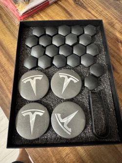 Tesla wheel center cap with lug nut covers