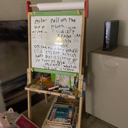 Easel/chalk Board/white Board With Shelf For Paints And Cups For Paintbrushes 
