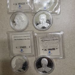 2000 Republic Of Liberia Presidents Of USA 999 Silver Coins. $35 Each 