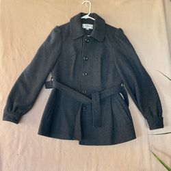 Donatella Wool Blend Long Coat Black Classic Winter Trench Coat Size L