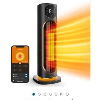 Govee Smart Space Heater for Indoor Use, 1500W Ceramic Tower Heater with Thermostat APP&Voice Control, Quiet Portable Electric Heater with RGB Night L