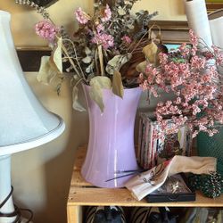 Pink Vase with dried flowers