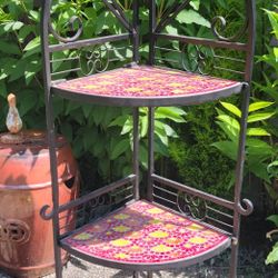 4' Tall Glass Mosaic  Folding Plant Stand 