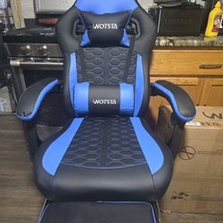 Gotta Gaming Chair/ Office Chair Black & Blue With Massage Pollow  And Leg Rest # 671