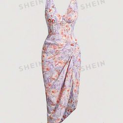 NEW - Floral Runched Dress - Small