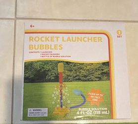 5 Rocket Launcher Bubbles Set w/ Air Pump & Bubble Solution 4 fl oz (118 mL)