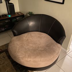 360 Degree Leather And Suede Swivel Chair