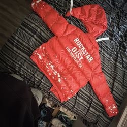 Rockstar Original Dist. Los Angeles Ca. Red Puffer jacket 