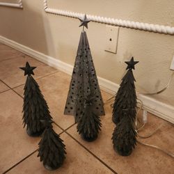 Pottery Barn Galvanized Trees Christmas Set Of 6