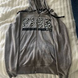 Grey Victoria’s Secret PINK zebra print zip up