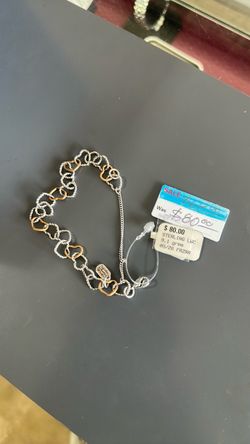 Sterling Silver Two-Tone Heart Link Bracelet
