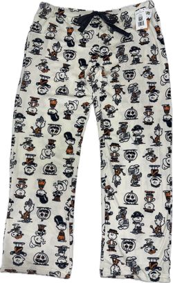 Snoopy Peanuts Halloween Womens Pajama Pants Beige Large New