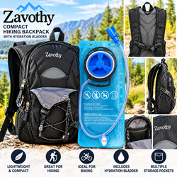 Zavothy Compact Hiking Backpack with 2L Hydration Bladder – Lightweight Hiking & Biking
