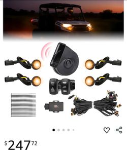 KEMIMOTO UTV Turn Signal Kit w/Dashboard Signal Indicators, Front & Rear Tail Lights