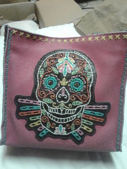 Leather sugar skull purse