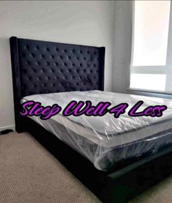 NEW QUEEN BED FRAME AND MATTRESS