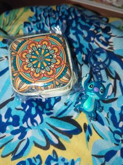 Metal Boho coin purse and Stitch characters keychain