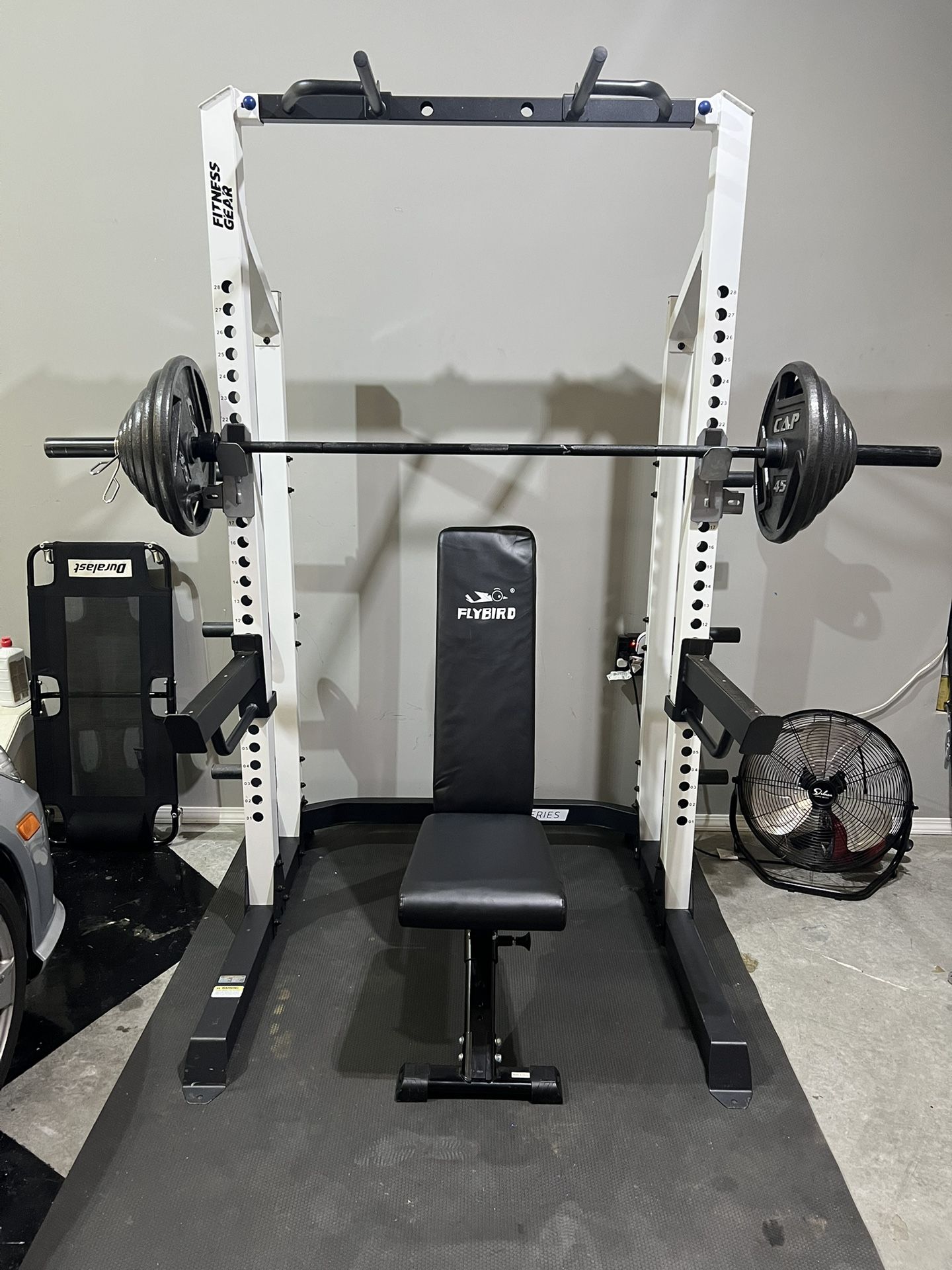 Complete Home Gym Setup – 300 lbs Weights + Bench + Bars + Squat Rack