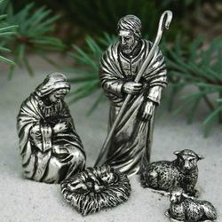 Exquisite - Hand Crafted Pewter Nativity Set Handcrafted Gift Boxed