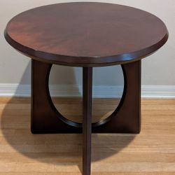 Round Dark Wood Coffee End Table