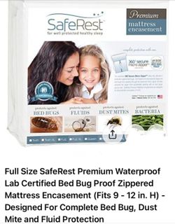 SafeRest Premium Waterproof Lab Certified Bed Bug Proof Zippered Mattress Encasement