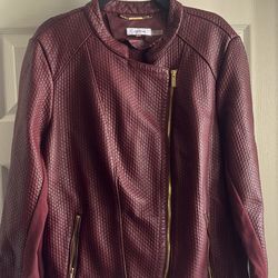 XL Calvin klein maroon leather Jacket