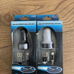 SOLARAY 3.1A Dual USB Car Charger + Micro USB Cable Fast Charge Bundle (2 Available)