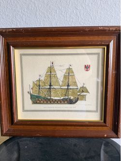Vintage Turner S.M.S. Friedrich Wilhelm zu Pferd Ship Print H.A. Muth 19x16.5