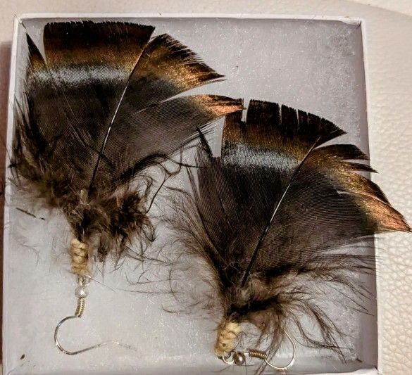 Handmade Turkey Feather Earrings