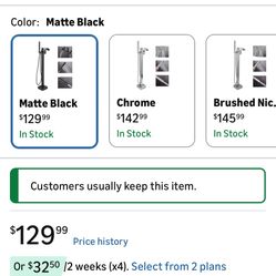 Waterfall Freestanding Bathtub Faucet, Floor Mount Bathroom Tub Filler Shower Faucets with Handheld Sprayer, Matte Black