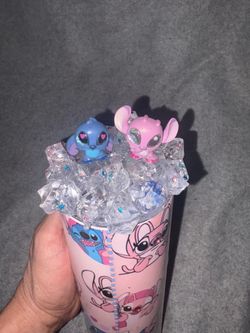 One-of-a-Kind Handmade Stitch & Angel Disney 20 oz Stainless Steel Resin Tumbler
