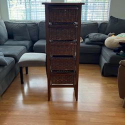 Wood Storage Unit Shelves Drawers Chest Pair