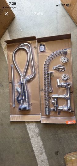 Brand new 36 inch tall, stainless steel commercial faucet