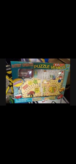 Vintage battery operated Puzzle Vehicle Set 16 Pieces
