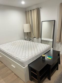 Queen bed frame with storage drawers