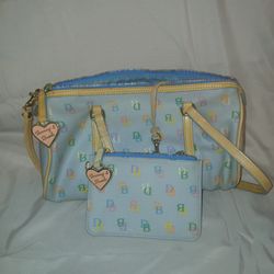 Vintage Y2K Dooney & Bourke Monogram Barrel Bag - Rare Blue