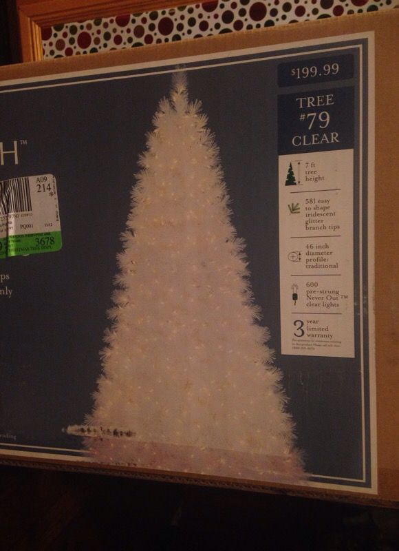 Jaclyn Smith 7ft. Preston White Pre-lite Christmas Tree