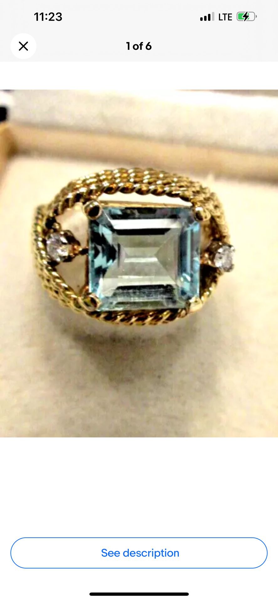 18k Aquamarine And Diamond Ring