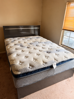Modern Bed Frame with Headboard & Mattress – Must Go ASAP