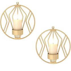 2 Gold Wall Sconce Tealight Candle Holders 