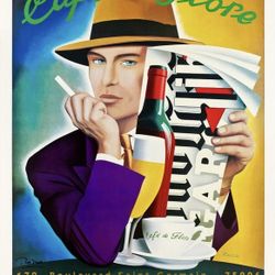 “Cafe de Flore,” Razzia Framed Lithograph SIGNED