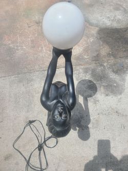 VTG Art Deco Mermaid Nude Lady Woman Holding Globe Erotica Accent Table Lamp