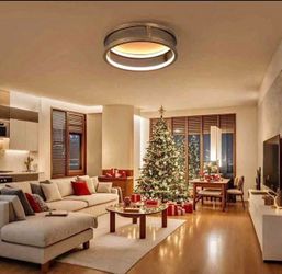 TOZING 15.7 in. Brass Farmhouse Flush Mount Ceiling Light w/Remote+APP Control